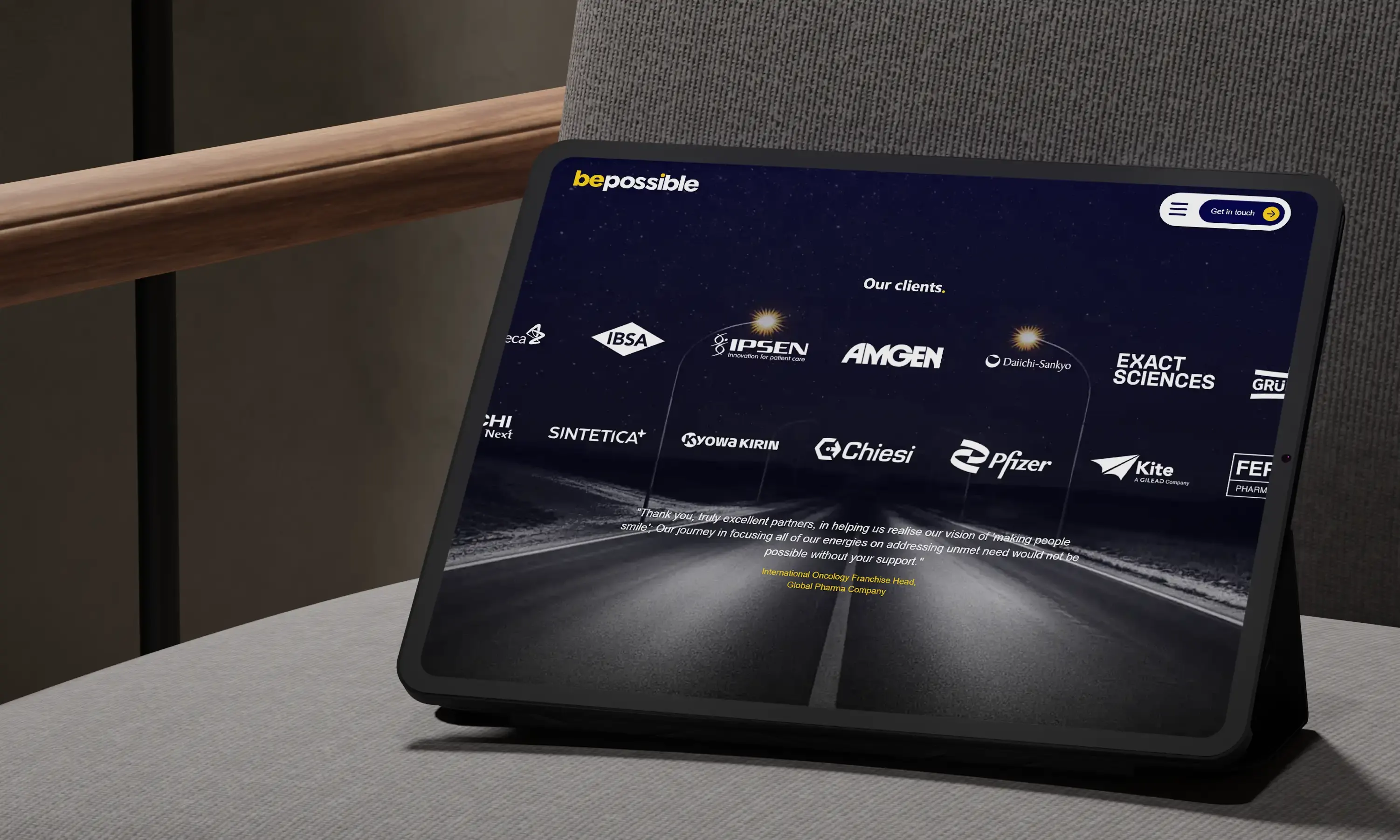 Be Possible website ipad on a desk mockup